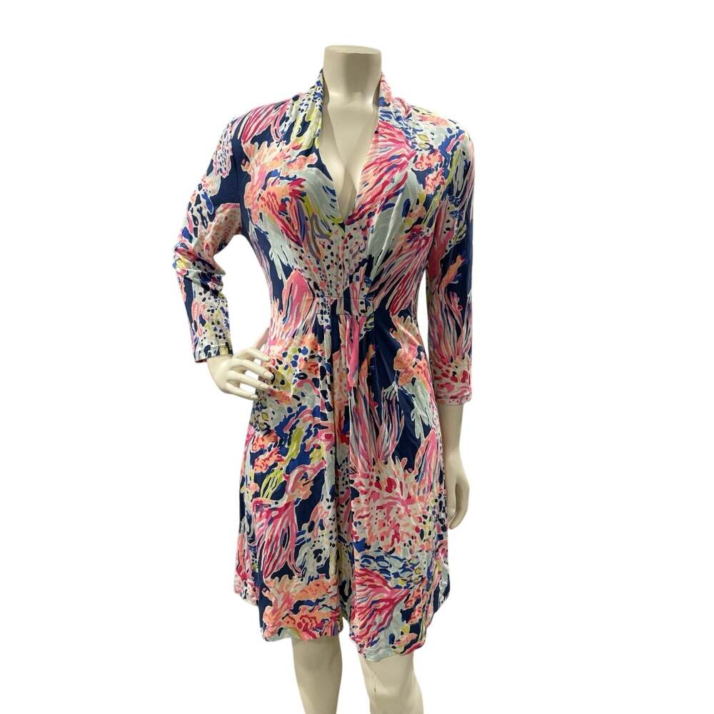 Lilly Pulitzer Margate Dress In Indigo Sunken Treasure Print Size Small